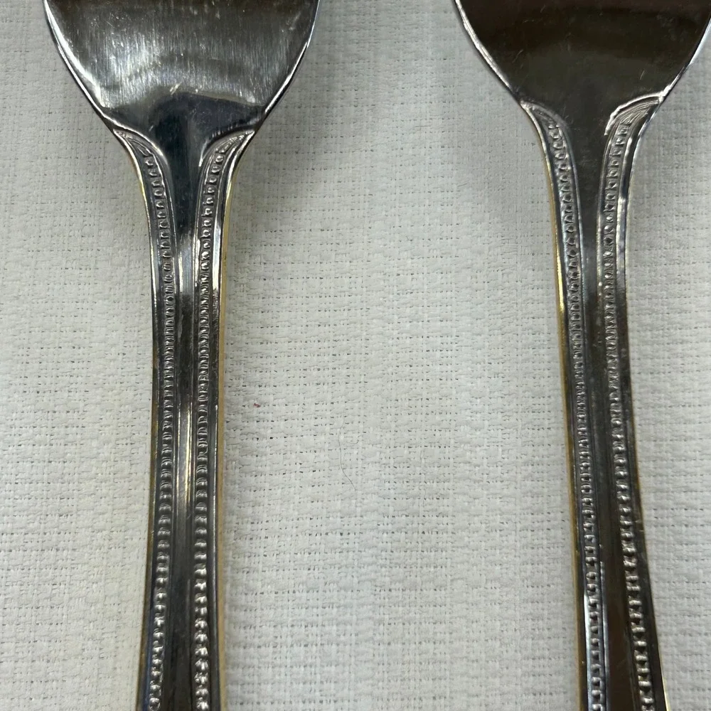 2 pc International Silver Royal Bead Gold Salad Forks 6.5